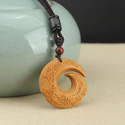 Spiritual Ebony Wood & Sandalwood Necklace for Luck & Peace