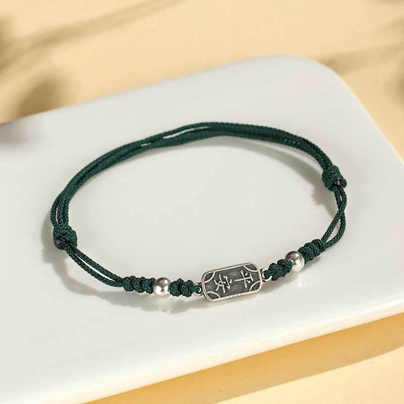 Buddha Stones Handmade 925 Sterling Silver Peace and Joy Safe Well Protection Braided Bracelet