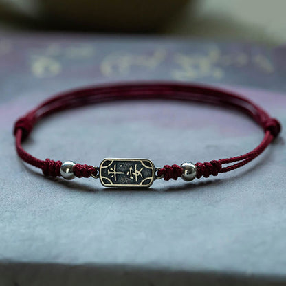 Buddha Stones Handmade 925 Sterling Silver Peace and Joy Safe Well Protection Braided Bracelet