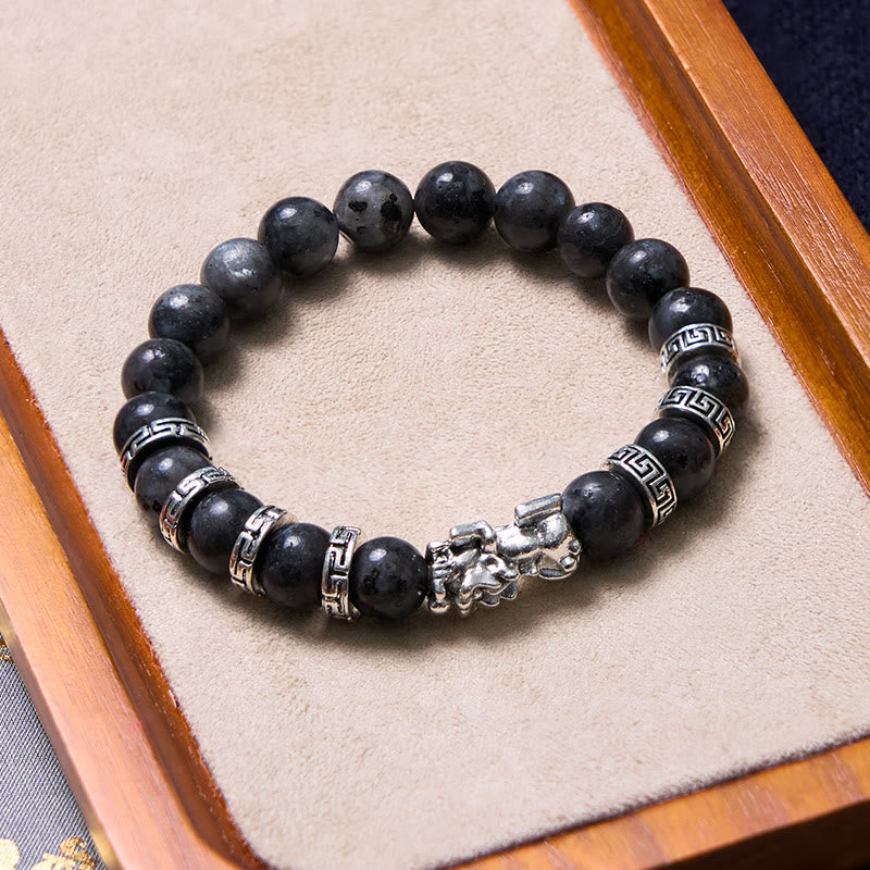 Buddha Stones Black Glitter Stone Pixiu Power Bracelet