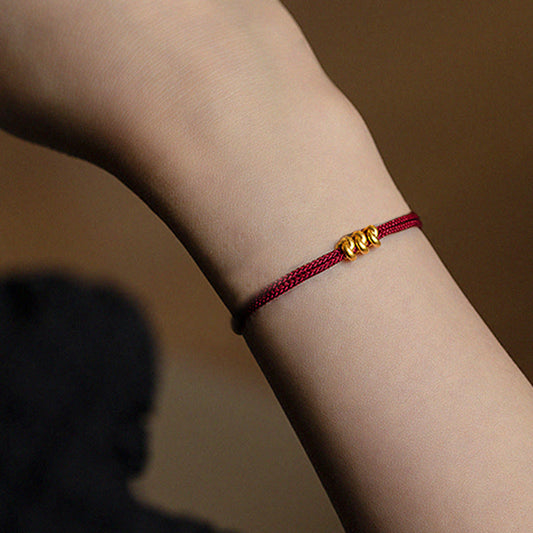 999 Gold Wish Knot Red String Bracelet for Luck & Protection