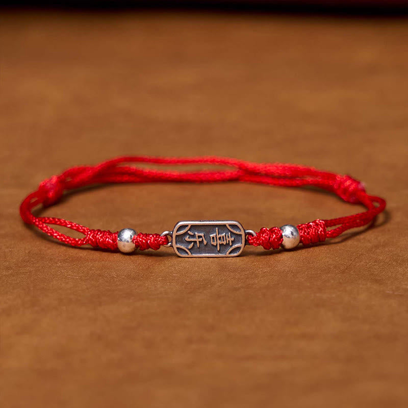 Buddha Stones Handmade 925 Sterling Silver Peace and Joy Safe Well Protection Braided Bracelet