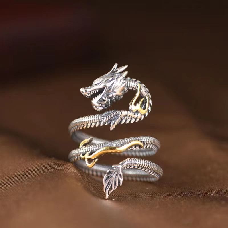 Buddha Stones Dragon Pattern Protection Ring