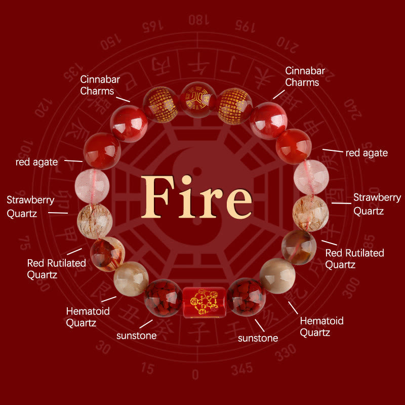 Buddha Stones Five Elements God of Wealth Various Crystal Agate Wealth Luck Bracelet