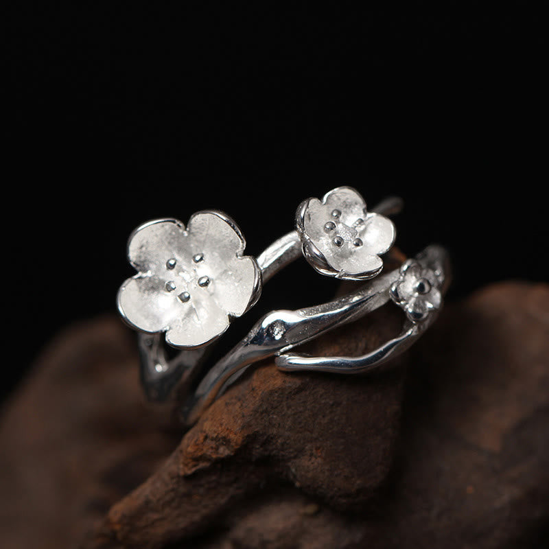 Sterling Silver Plum Blossom Balance Ring for