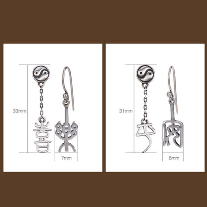 925 Sterling Silver Spiritual Protection Earrings | Ping an & Xi Le