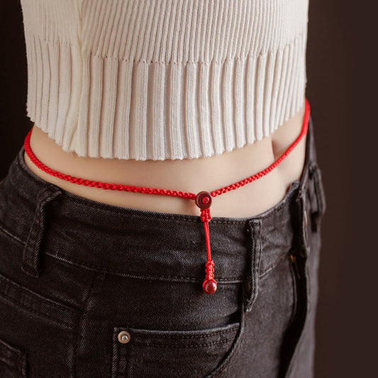 Cinnabar Blessing Red String Belly Chain for Calm & Protection