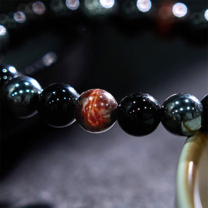 8mm Tiger Eye Obsidian Hematite Bracelet for Protection