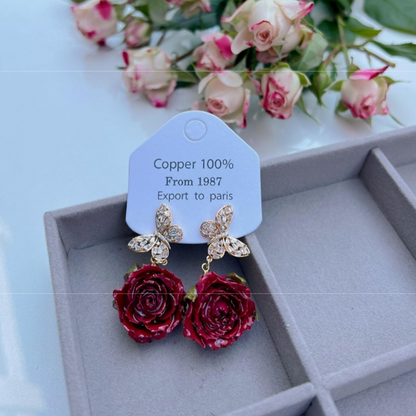 Real Flowers Patchwork Metal Accessories Trim Earrings(each One Is Unique)(17 Colors)