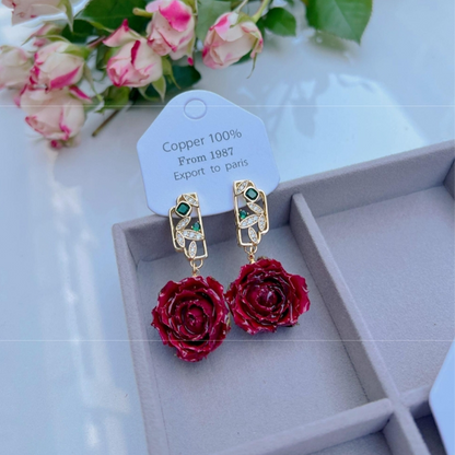 Real Flowers Patchwork Metal Accessories Trim Earrings(each One Is Unique)(17 Colors)