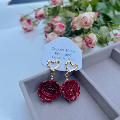 Real Flowers Patchwork Metal Accessories Trim Earrings(each One Is Unique)(17 Colors)