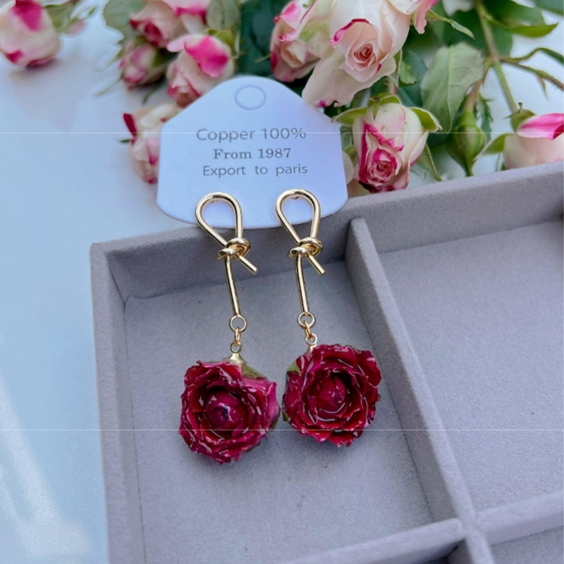 Real Flowers Patchwork Metal Accessories Trim Earrings(each One Is Unique)(17 Colors)