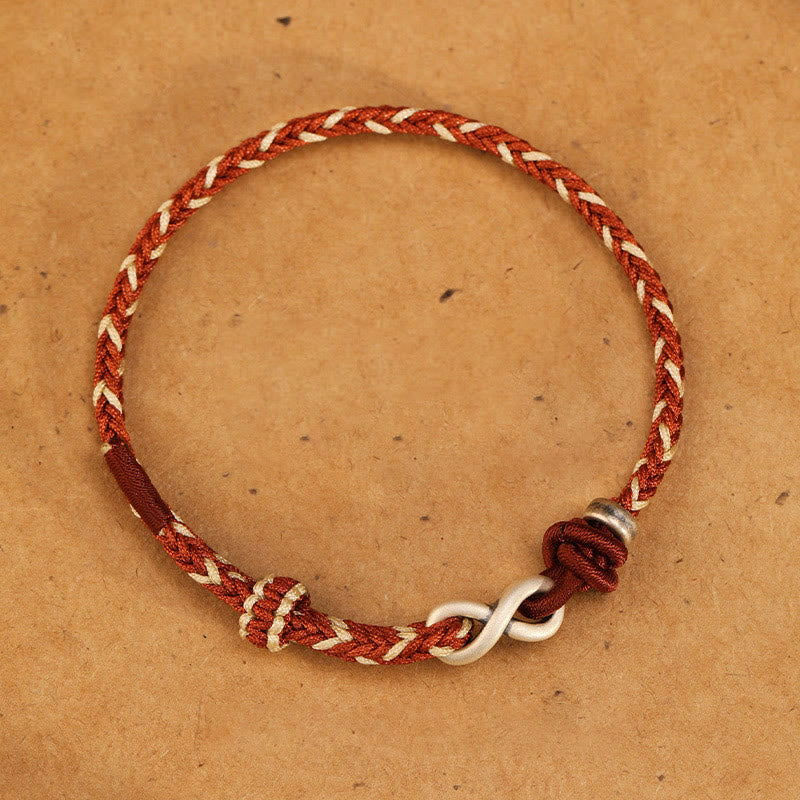 Buddha Stones Handmade 999 Sterling Silver Endless Knot Infinity Symbol Luck Rope Bracelet