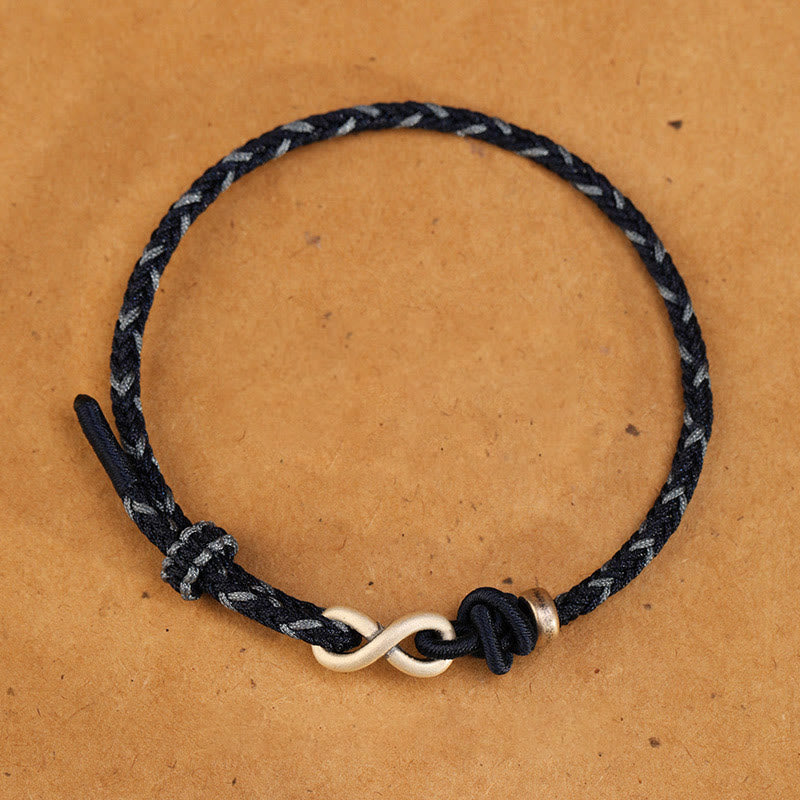 Buddha Stones Handmade 999 Sterling Silver Endless Knot Infinity Symbol Luck Rope Bracelet