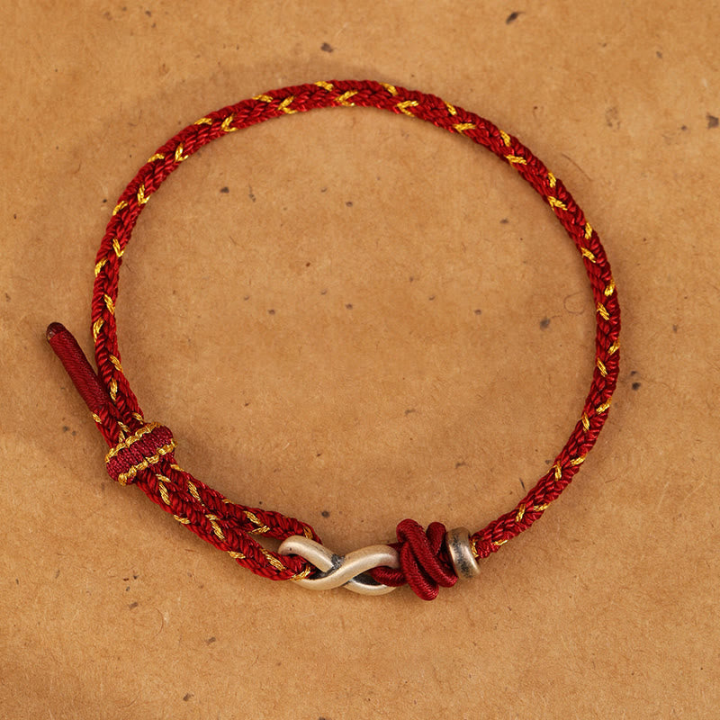 Buddha Stones Handmade 999 Sterling Silver Endless Knot Infinity Symbol Luck Rope Bracelet