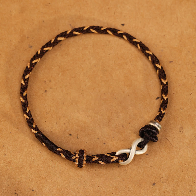 Buddha Stones Handmade 999 Sterling Silver Endless Knot Infinity Symbol Luck Rope Bracelet