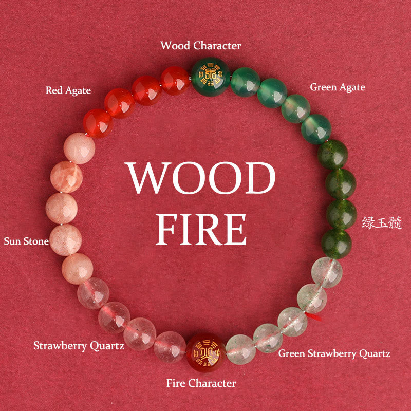 Buddha Stones Five Elements Various Agate Crystal Black Onyx Green Chalcedony Aquamarine Wisdom Bracelet