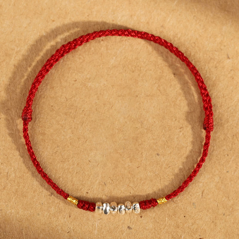 Buddha Stones 925 Sterling Silver String Protection Luck Ultra-thin Braided Bracelet Anklet