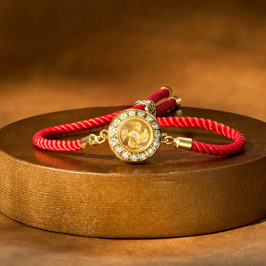 Buddha Stones Copper Brass Feng Sheng Shui Qi Rotatable Windmill Red String Faith Braided Bracelet