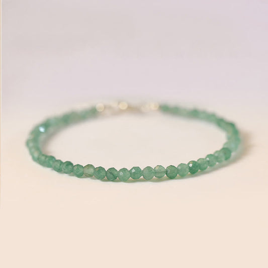 Buddha Stones 3mm Small Green Aventurine Ultra-thin Beads Luck Bracelet