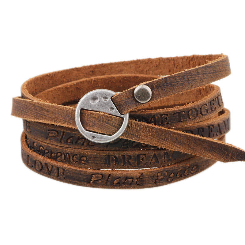 Buddha Stones Multi-layer Leather Buckle Confidence Bracelet