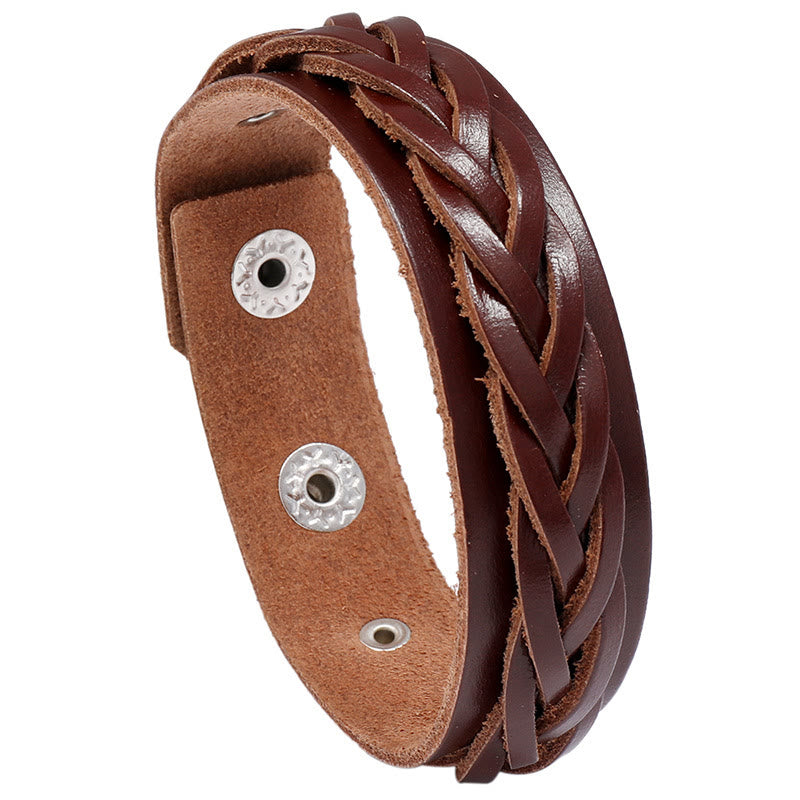 Buddha Stones Weaving Leather Adjustable Buckle Strengthen Bracelet