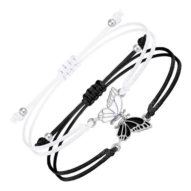 Buddha Stones 2pcs Handmade Braided Rope Butterfly Freedom Bracelet