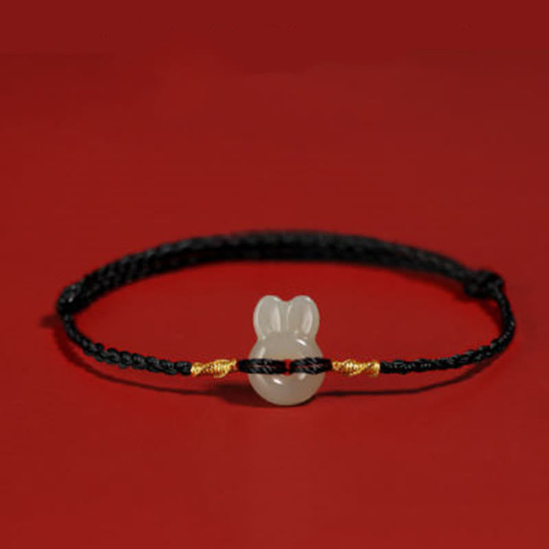 Buddha Stones Hetian Jade Rabbit String Luck Bracelet