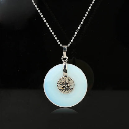 Buddha Stones Various Crystal Rose Quartz Green Aventurine Amethyst the Tree of Life Kindness Necklace Pendant