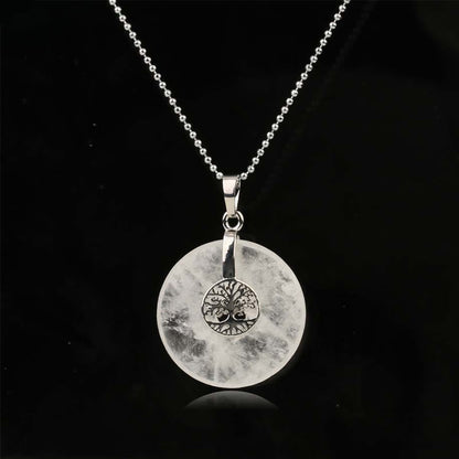 Buddha Stones Various Crystal Rose Quartz Green Aventurine Amethyst the Tree of Life Kindness Necklace Pendant