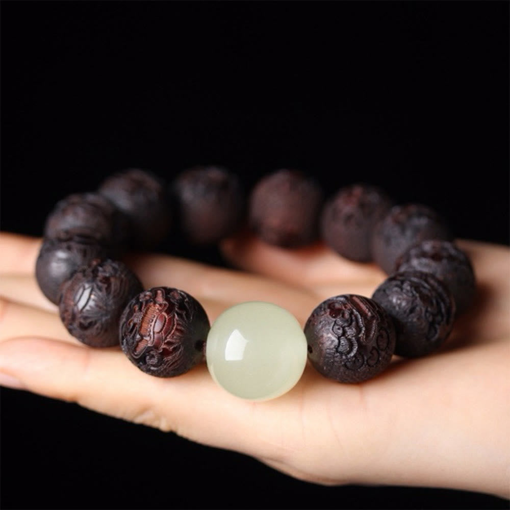 Buddha Stones Tibetan Rosewood Engraving Pixiu Warmth Bracelet