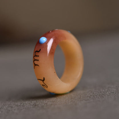 Buddha Stones Camel Bone Om Mani Padme Hum Carving Protection Ring