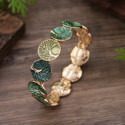 Buddha Stones the Tree of Life Creation Enamel Alloy Bracelet