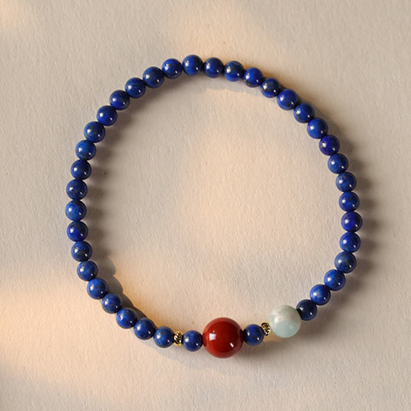 Buddha Stones Small Lazurite Lapis Lazuli Agate Ultra-thin Beads Positive Bracelet