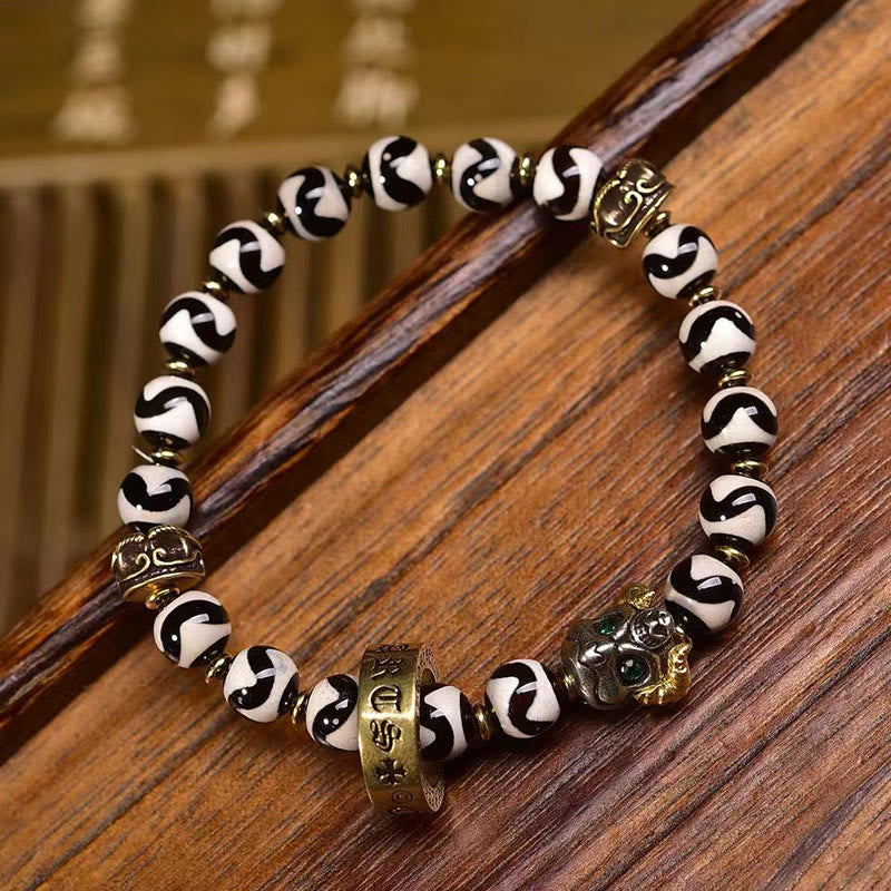 Buddha Stones Tibetan Dzi Bead Om Mani Padme Hum Blessings Bracelet