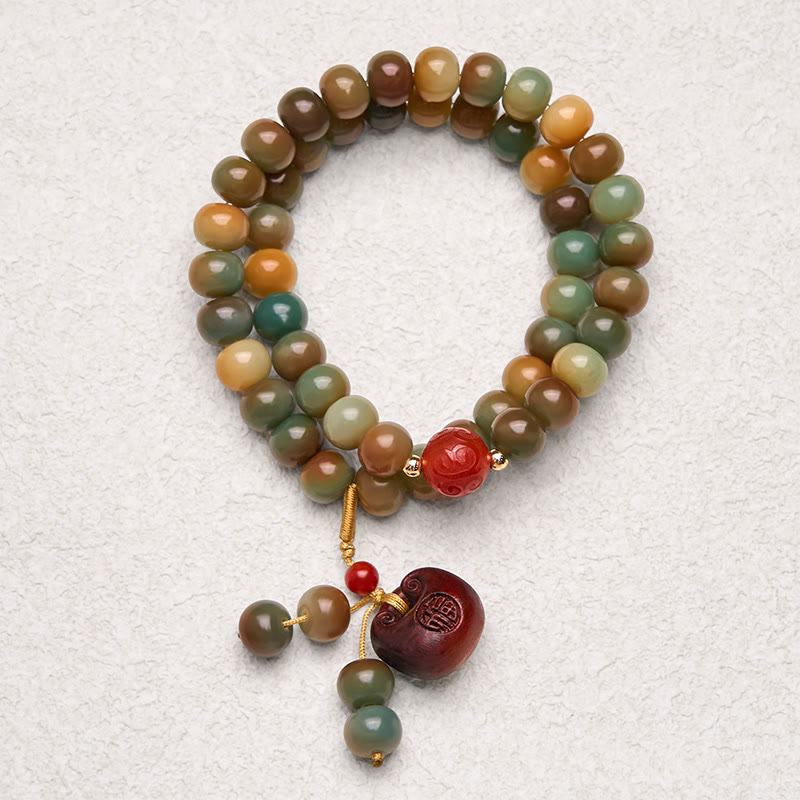 Buddha Stones Colorful Bodhi Seed Harmony Double Wrap Bracelet