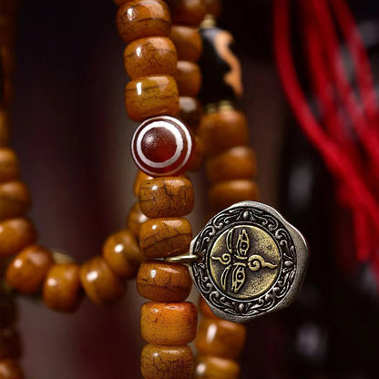 Handmade 108-bead Camel Bone Mala for Luck & Protection