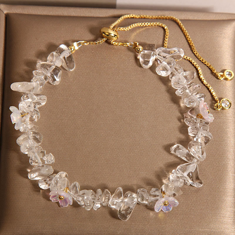 Mixed Crystal Protection Bracelet With Clear Quartz & Blue Crystals