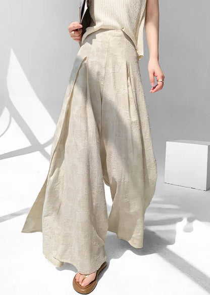 Apricot Zippered Side Open Cotton Pants Skirt Summer