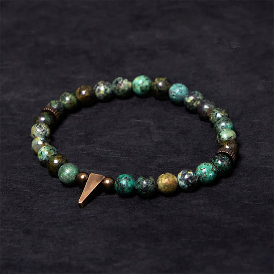 Buddha Stones Distressed Design Turquoise Copper Balance Bracelet