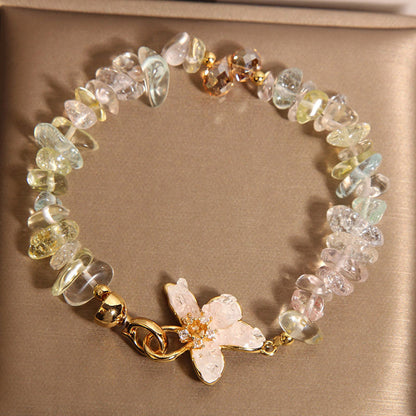 Buddha Stones Natural Irregular Gravel Amethyst Blue Crystal Wisteria Balance Bracelet