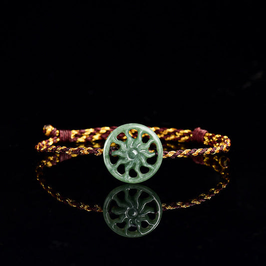 Buddha Stones Jade Sun Braided Rope Abundance Bracelet