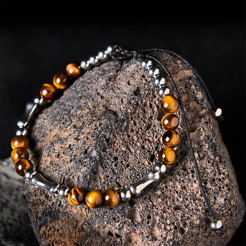 Buddha Stones Bone Pattern Tiger Eye Courage Beads Bracelet