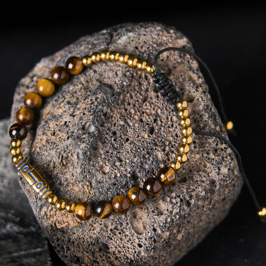 Buddha Stones Bone Pattern Tiger Eye Courage Beads Bracelet