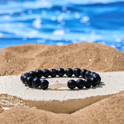 Buddha Stones Natural Agate Stone Shark Wisdom Bracelet