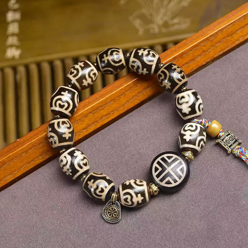 Buddha Stones Tibetan Lightning Treasure Vase Dzi Bead the Lord of the Corpse Forest Power Bracelet