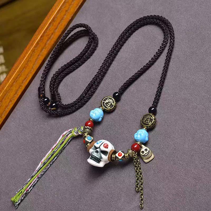 Buddha Stones Tibetan Skull the Lord of the Corpse Forest Keep Away Evil Spirits Necklace Pendant