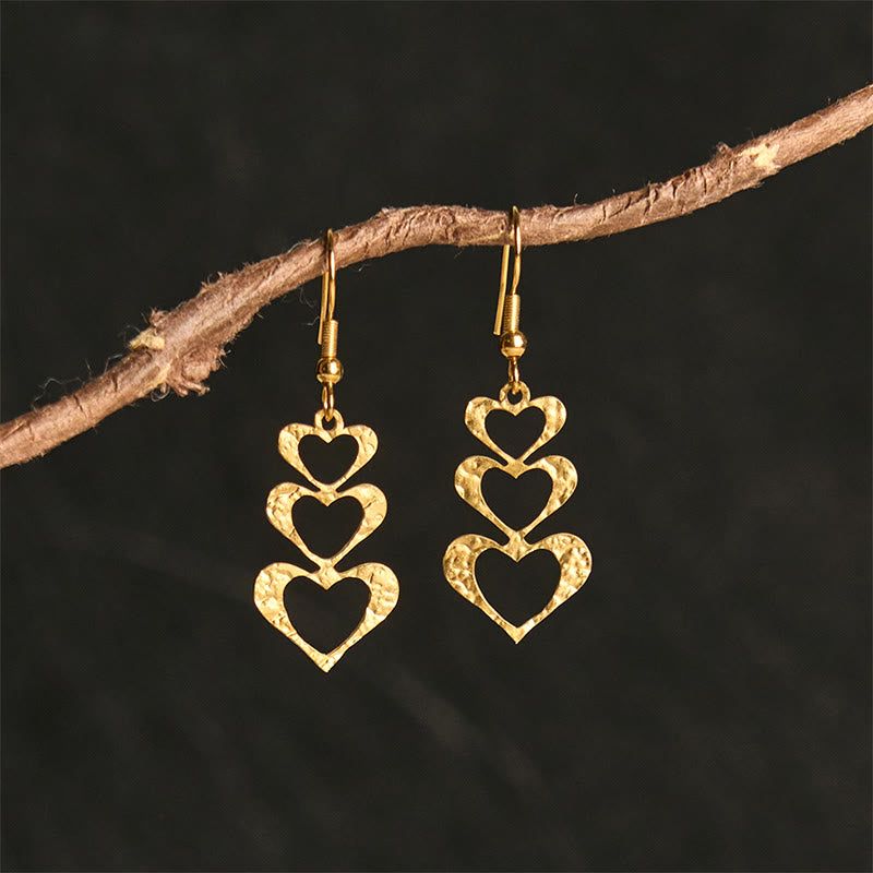 Buddha Stones Titanium Steel Balance Hammer Marks Earrings