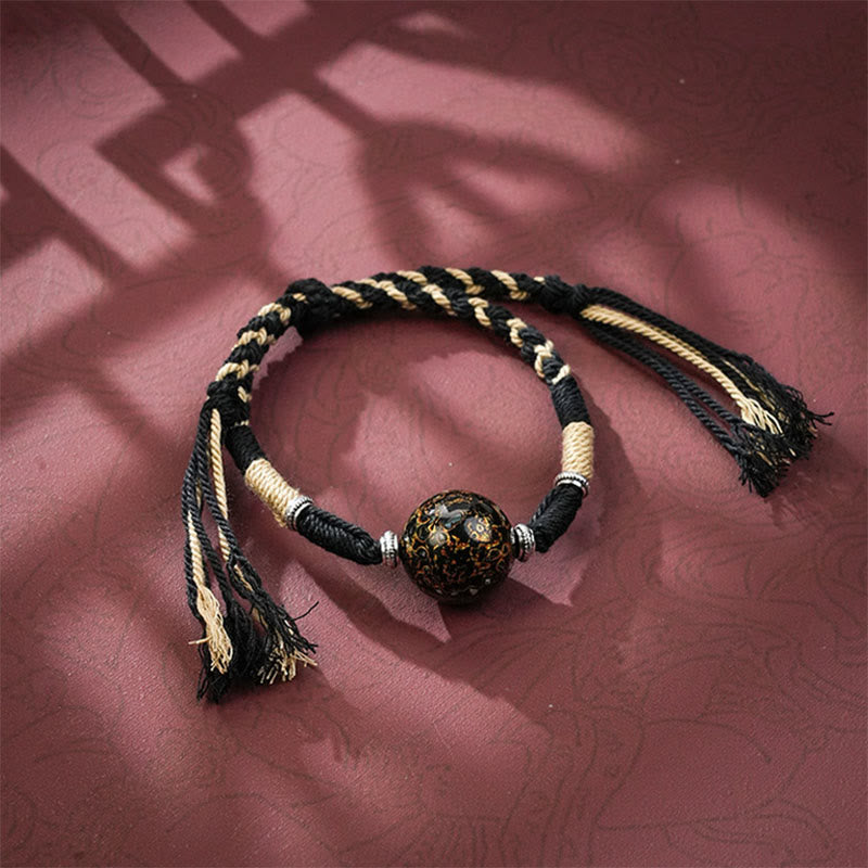 Buddha Stones Lacquer Craft Bead Multicolored Braided String Bracelet