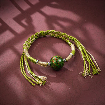Buddha Stones Lacquer Craft Bead Multicolored Braided String Bracelet